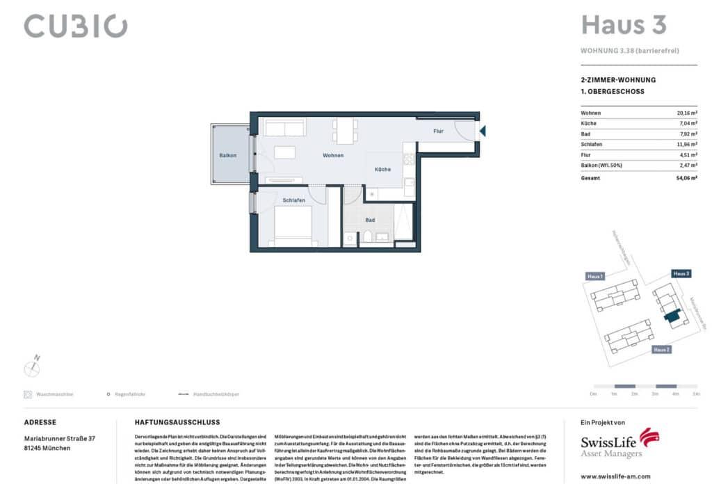 Cubio Grundriss Haus 3, Wohnung 3.38